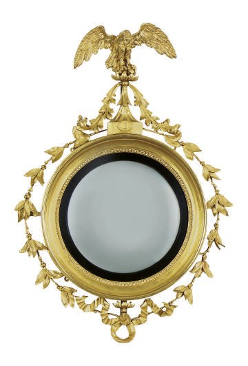 A REGENCY FIGURAL CONVEX MIRROR,