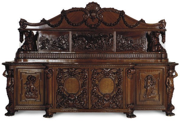 A RENAISSANCE REVIVAL WALNUT SIDEBOARD,