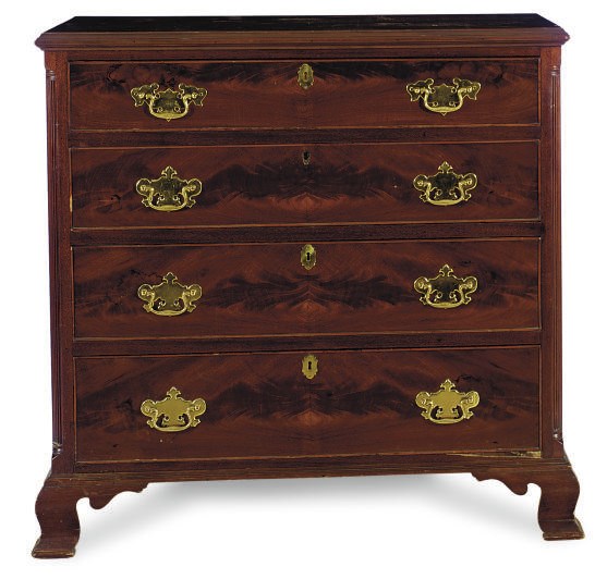 A MAHOGANY CHEST-OF-DRAWERS,