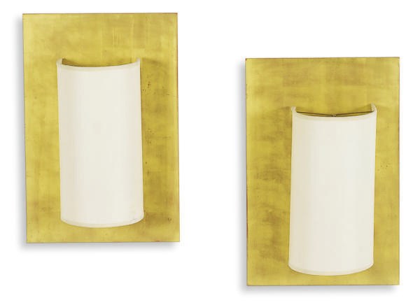 A SET OF FOUR GILTWOOD WALL-LIGHTS,