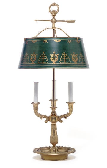 A GILT-BRONZE THREE-LIGHT BUILLOTTE LAMP,