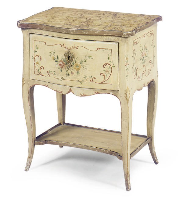 AN ITALIAN POLYCHROME-PAINTED SIDE TABLE,