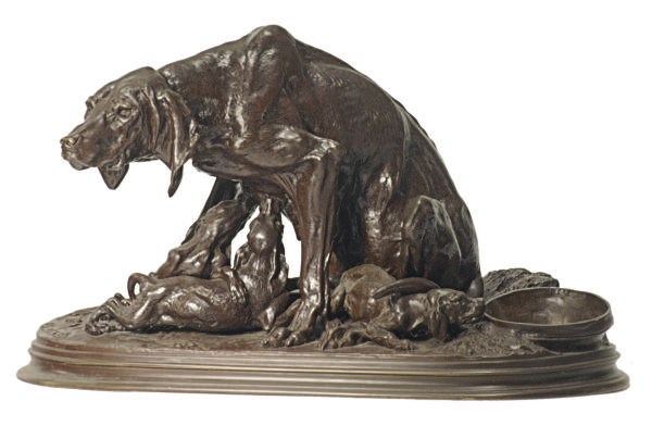 A FRENCH PATINATED BRONZE FIGURAL GROUP,