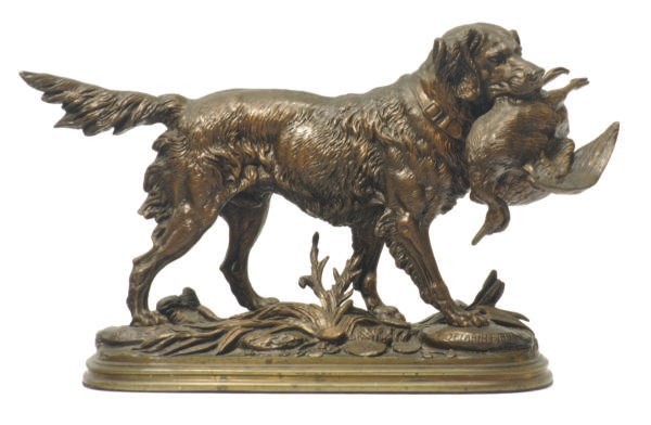 A FRENCH PATINATED BRONZE FIGURAL GROUP,