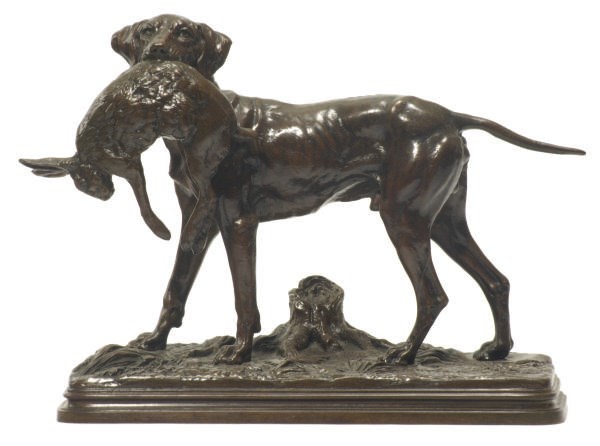 A FRENCH PATINATED BRONZE FIGURAL GROUP,