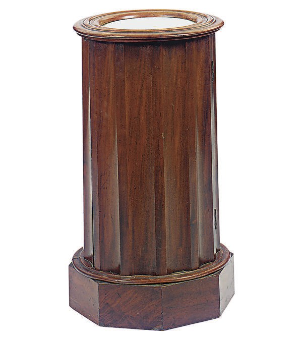 A VICTORIAN WALNUT AND MARBLE TOP POT CUPBOARD,