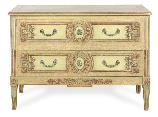 A POLYCHROME-PAINTED COMMODE,
