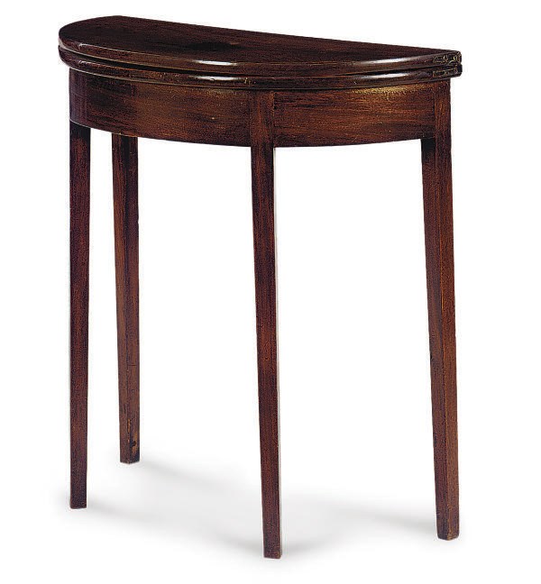 A PAIR OF ENGLISH MAHOGANY FOLD OVER CARD TABLES,