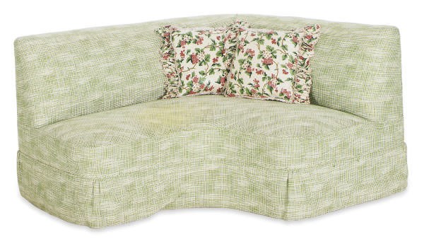 AN UPHOLSTERED CORNER BANQUETTE,