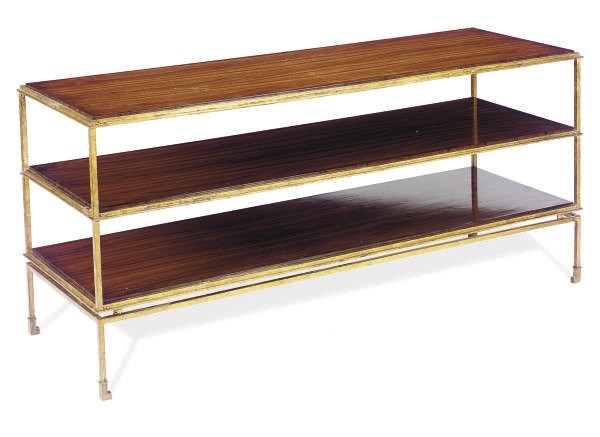 A GILT-METAL AND ROSEWOOD ETAGERE**,