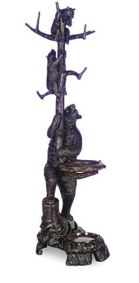 A PATINATED BRONZE FIGURAL HALL RACK,