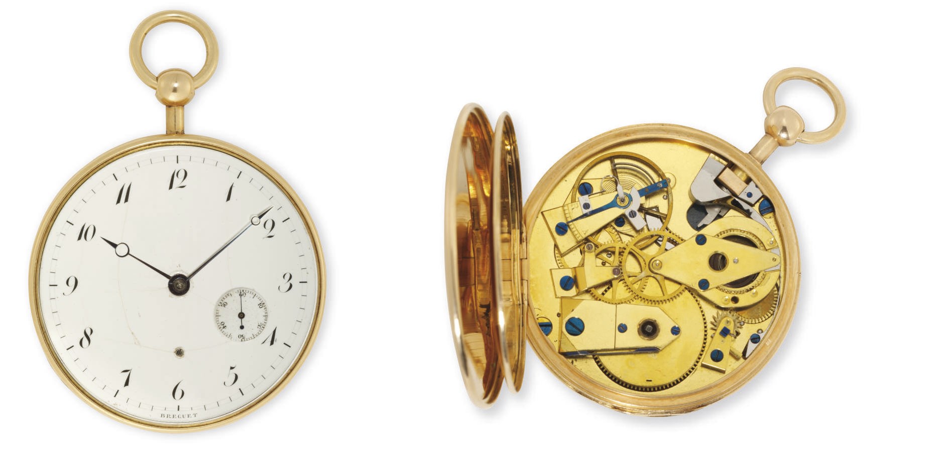 BREGUET. A FINE AND LARGE 18K PINK GOLD A TOC HALF QUARTER REPEATING OPENFACE RUBY CYLINDER WATCH