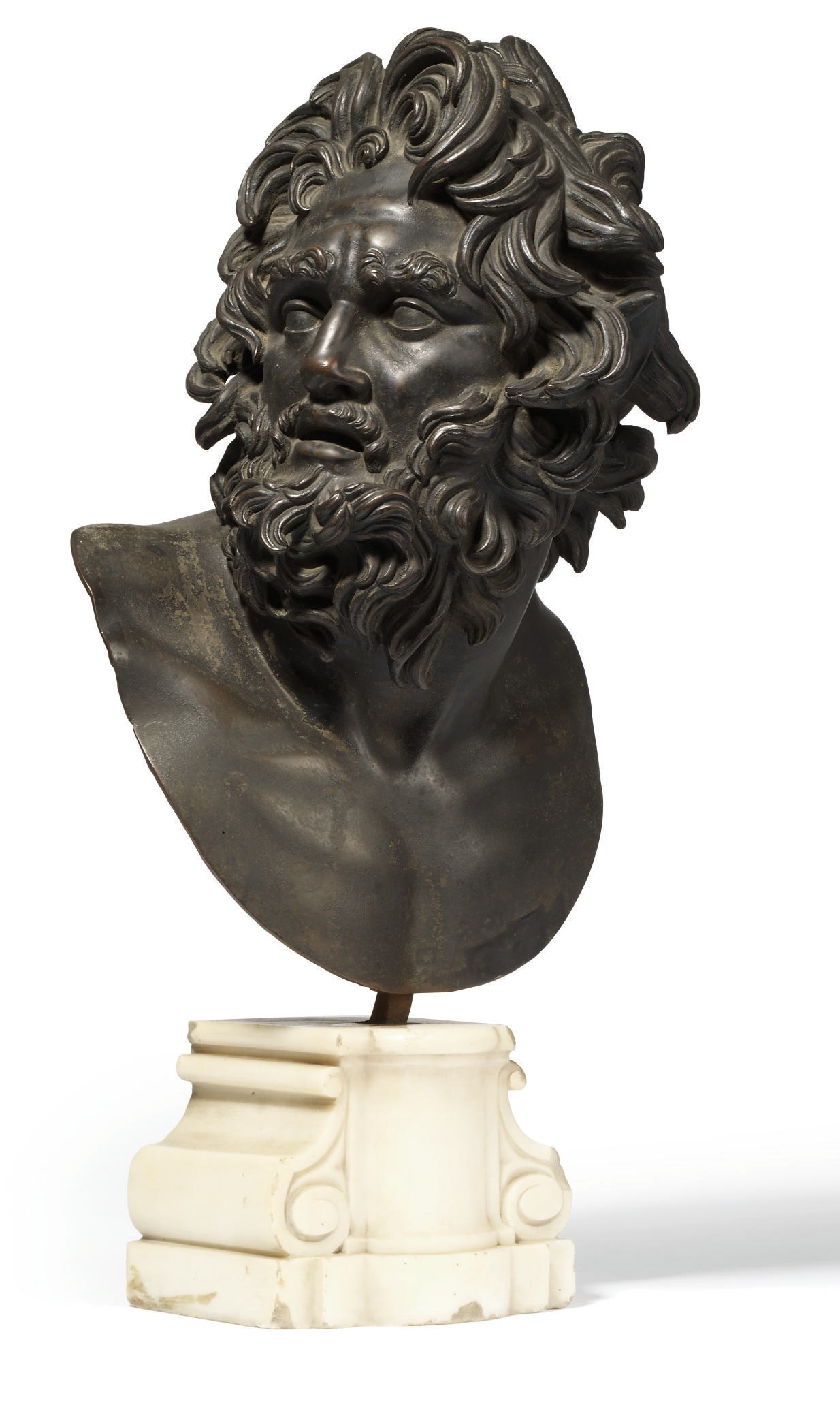 A BRONZE BUST OF A CENTAUR