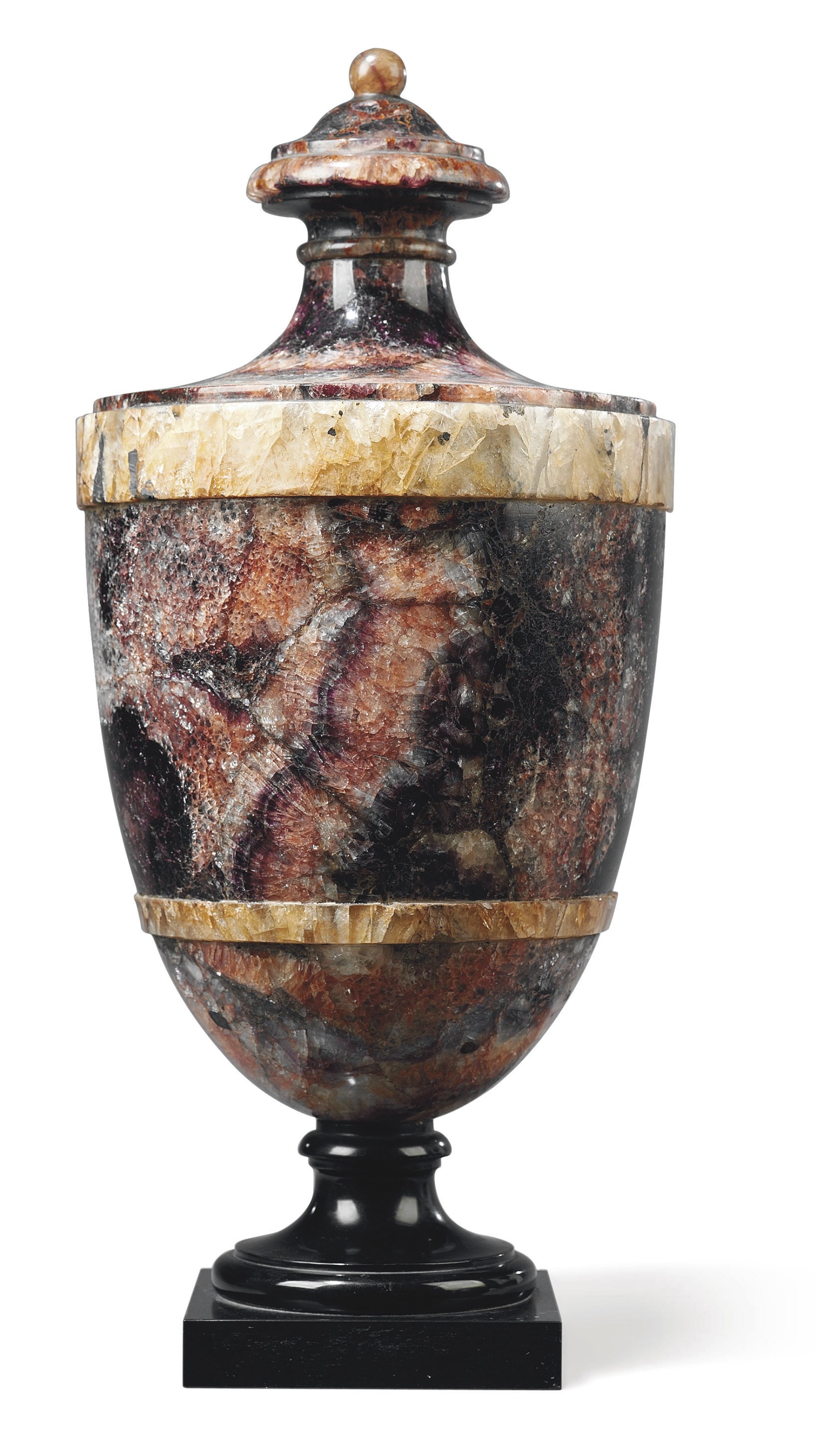 A GEORGE III BLUE JOHN SOLID URN OF EXCEPTIONAL PROPORTIONS