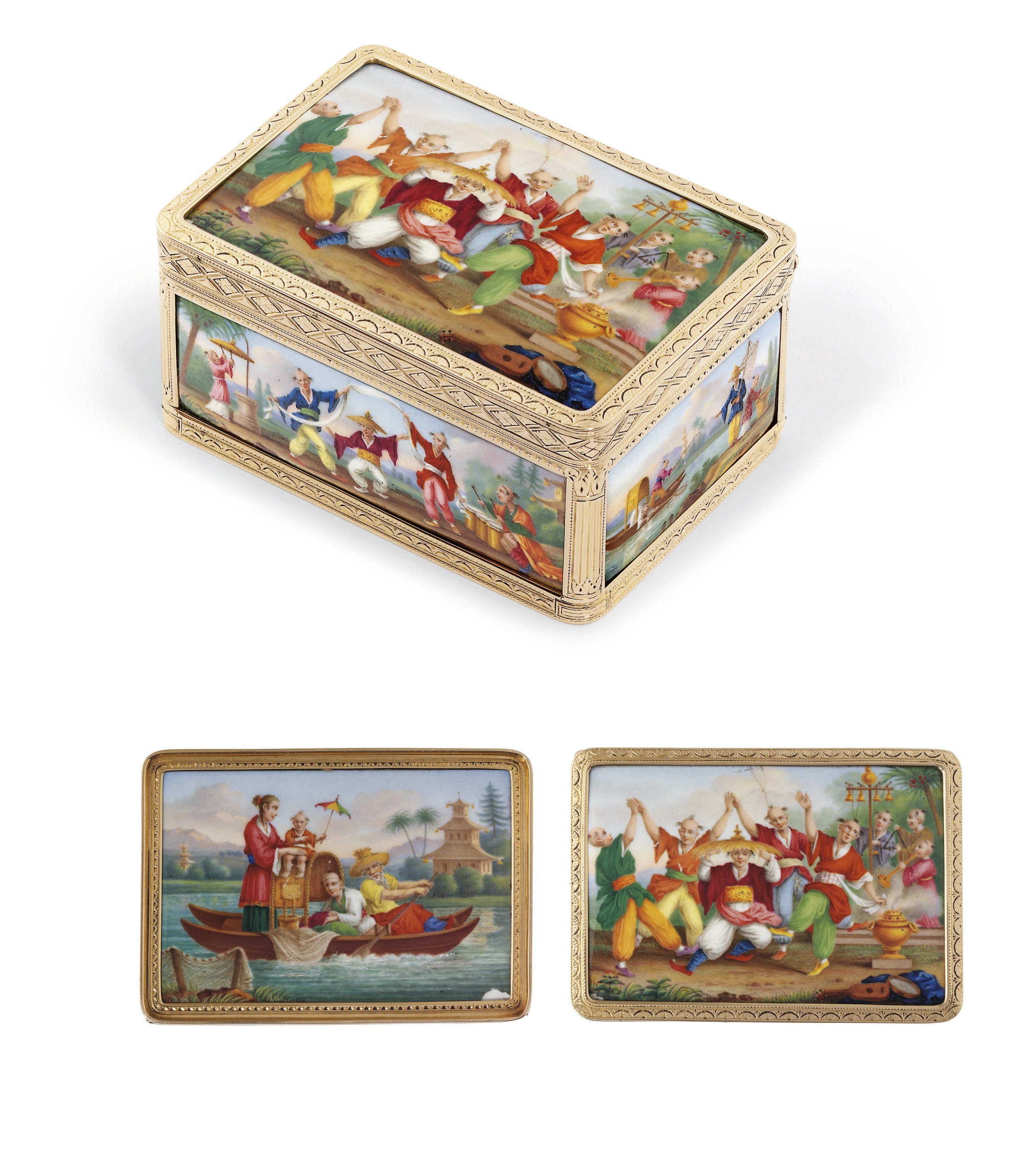 A FINE FRENCH ENAMEL AND GOLD SNUFF-BOX
