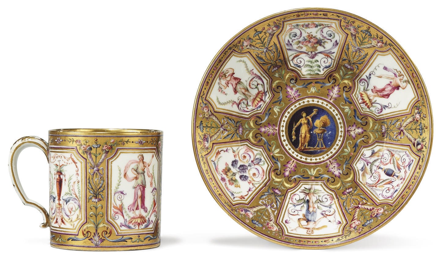 A SEVRES (HARD PASTE) CUP AND SAUCER (GOBELET LITRON ET SOUCOUPE)