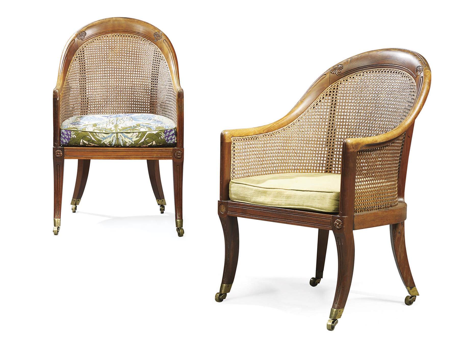A PAIR OF REGENCY ROSEWOOD TUB BERGERES