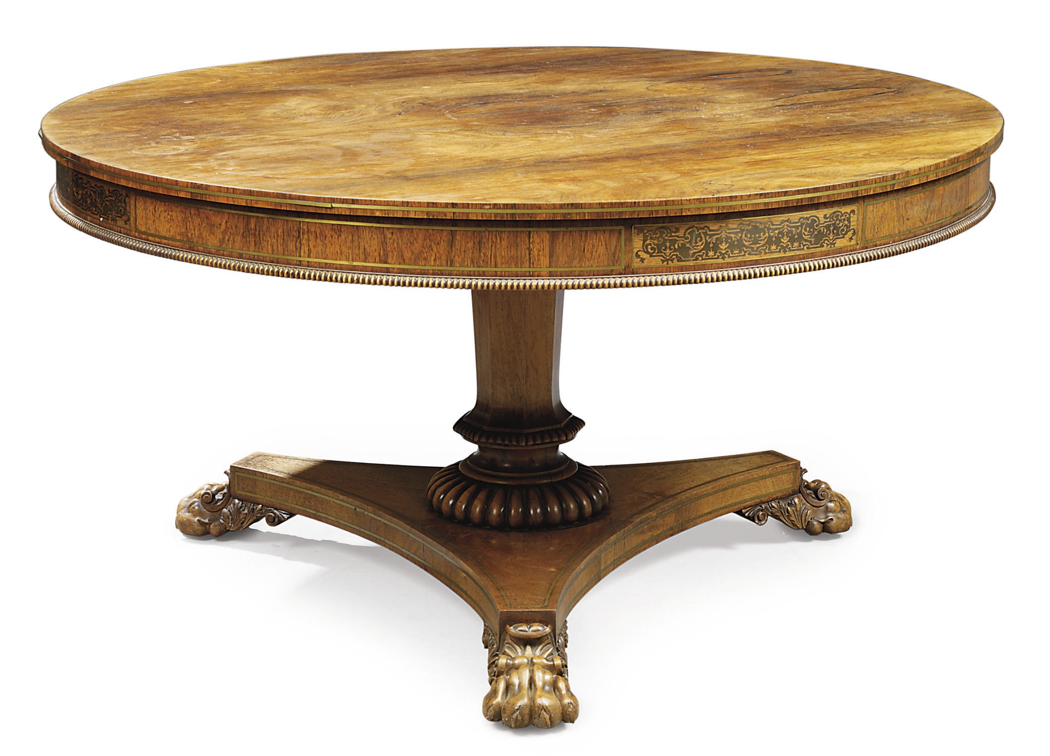 A REGENCY BRASS-INLAID ROSEWOOD CENTRE TABLE