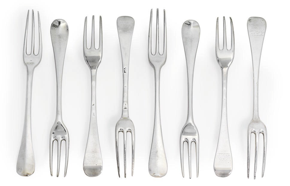 TWENTY-SEVEN QUEEN ANNE AND GEORGE I SILVER TABLE-FORKS