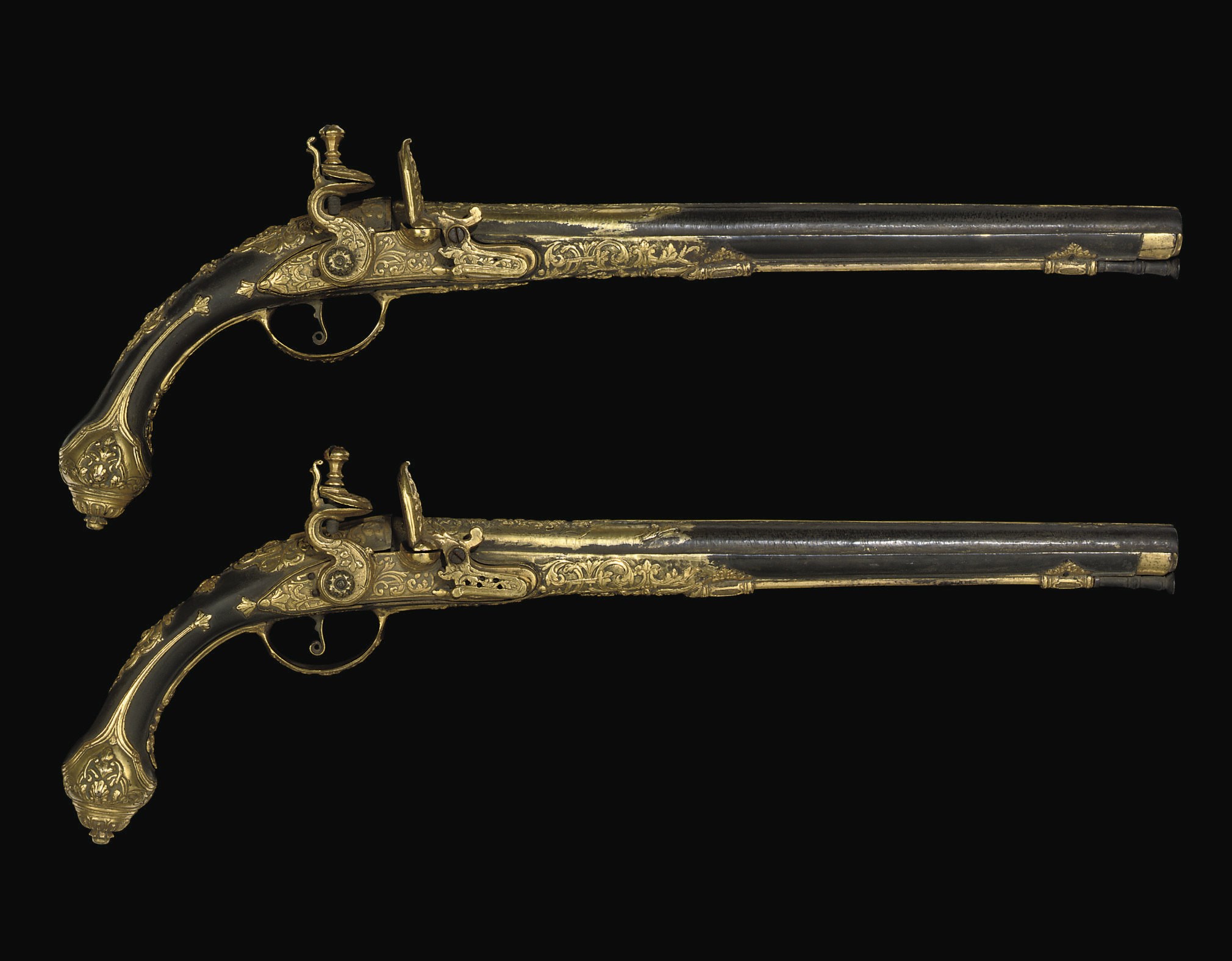 A FINE PAIR OF BRESCIAN ALL-METAL FLINTLOCK HOLSTER PISTOLS OF PRESENTATION QUALITY