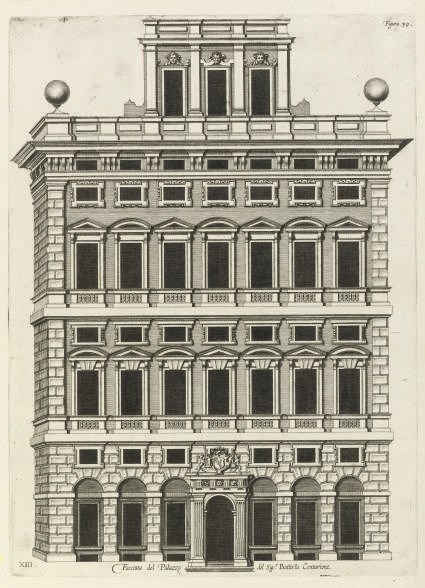 RUBENS, Peter Paul (1577-1640).  [Palazzi antichi [moderni] di Genova. Antwerp: no publisher, 1622]. 2 volumes in one, 4°. Half title, dedication, 139 engraved plates and plans, numbered 1 - 72 and 1 - 67, some double-page or folding (lacking general titles, a few repairs at margins, blank corner of one plate torn away and torn without loss, another plate creased and soiled at foremargin, some light mainly marginal staining and soiling, a few ink spots). Contemporary calf gilt, spine gilt in compartments, red morocco lettering-piece (worn, joints splitting). Berlin Kat. 2657; Brunet IV, 1442; not in Fowler.