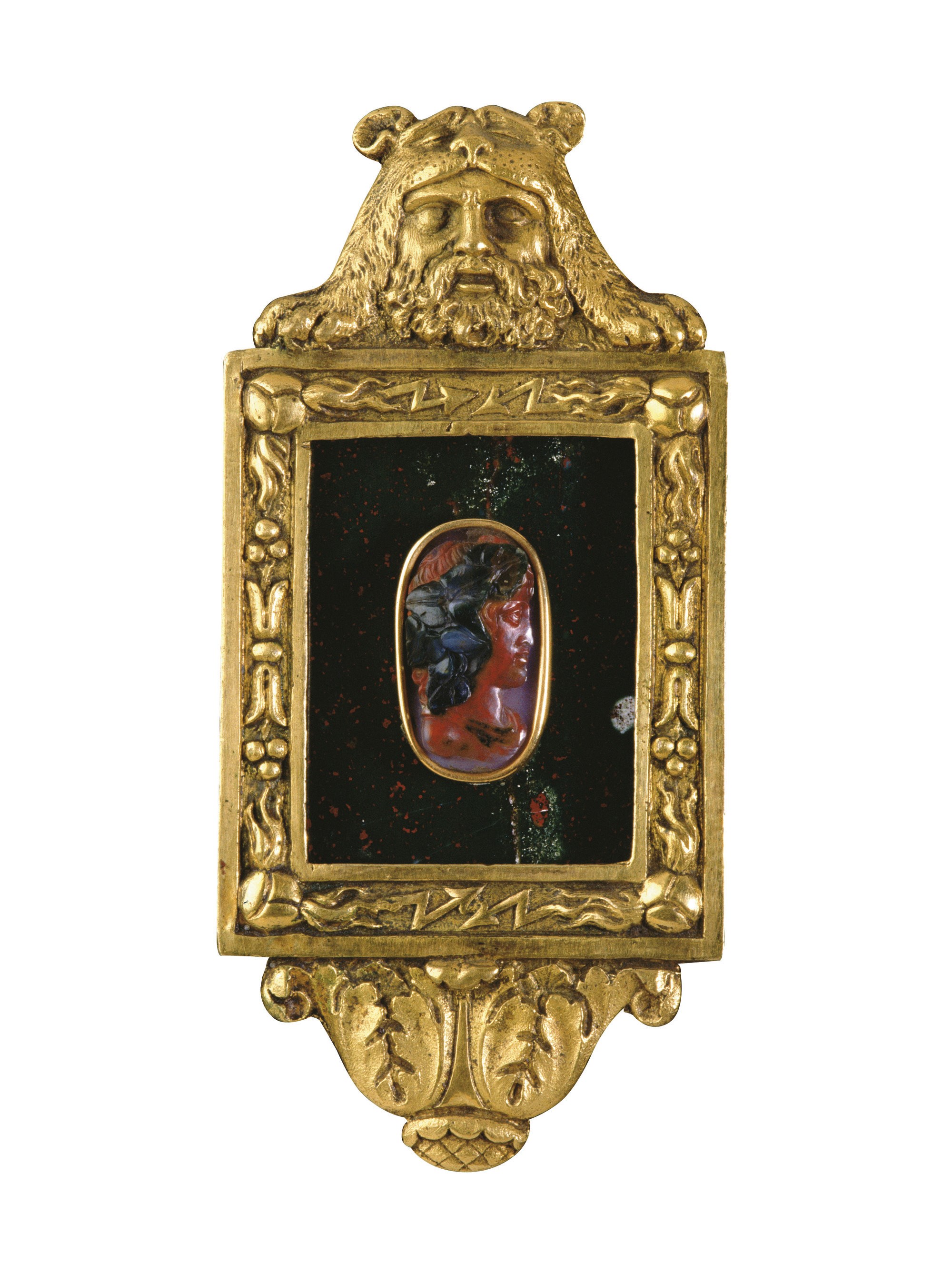 CAMEE OVALE EN AGATE SCULPTEE REPRESENTANT LE BUSTE DE BACCHUS