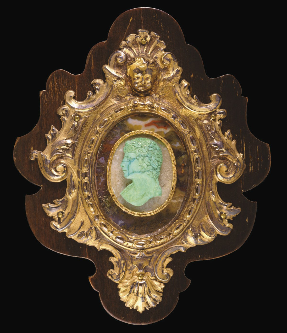 CAMEE EN TURQUOISE SCULPTEE REPRESENTANT LA TETE D'ANTINOUS