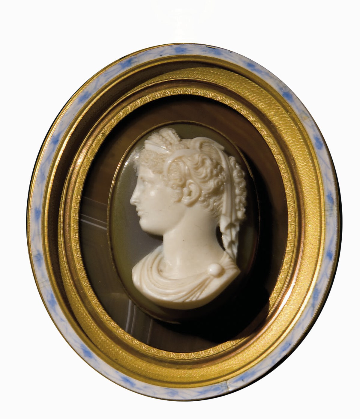 CAMEE OVALE EN ONYX SCULPTE REPRESENTANT LE BUSTE DE CERES