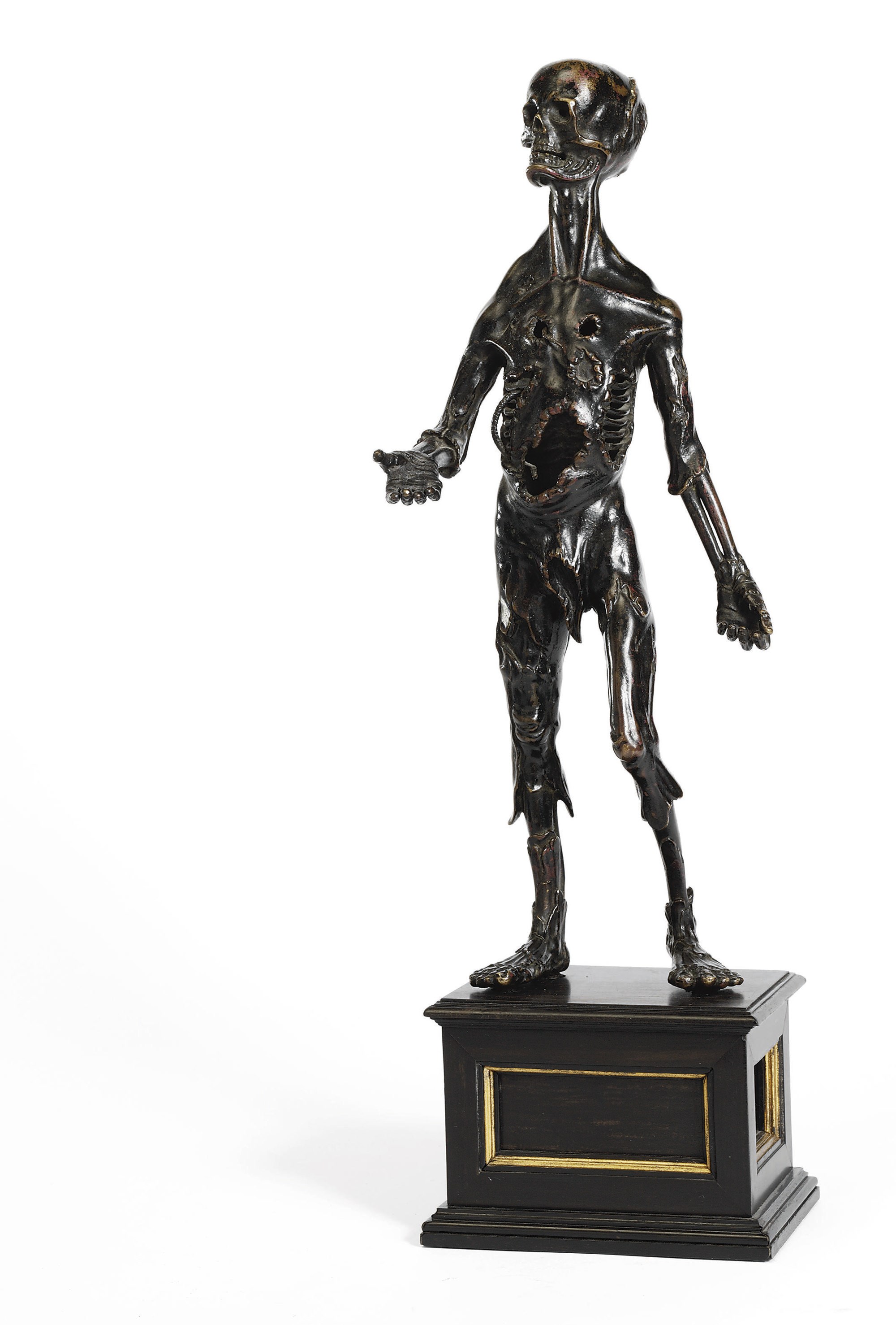 FIGURE EN BRONZE D'UN SQUELETTE EN DECOMPOSITION
