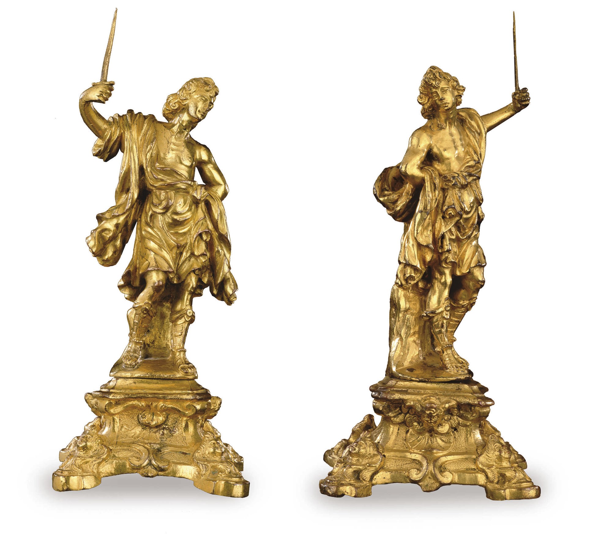 PAIRE DE STATUETTES REPRESENTANT DES GUERRIERS