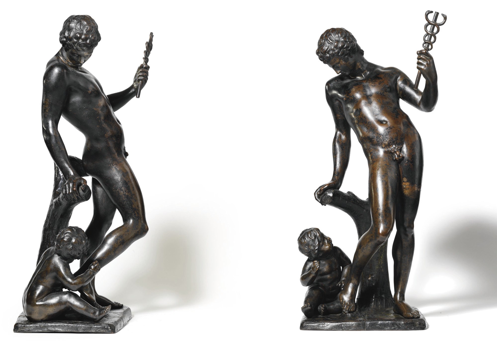 GROUPE EN BRONZE REPRESENTANT MERCURE ET CUPIDON