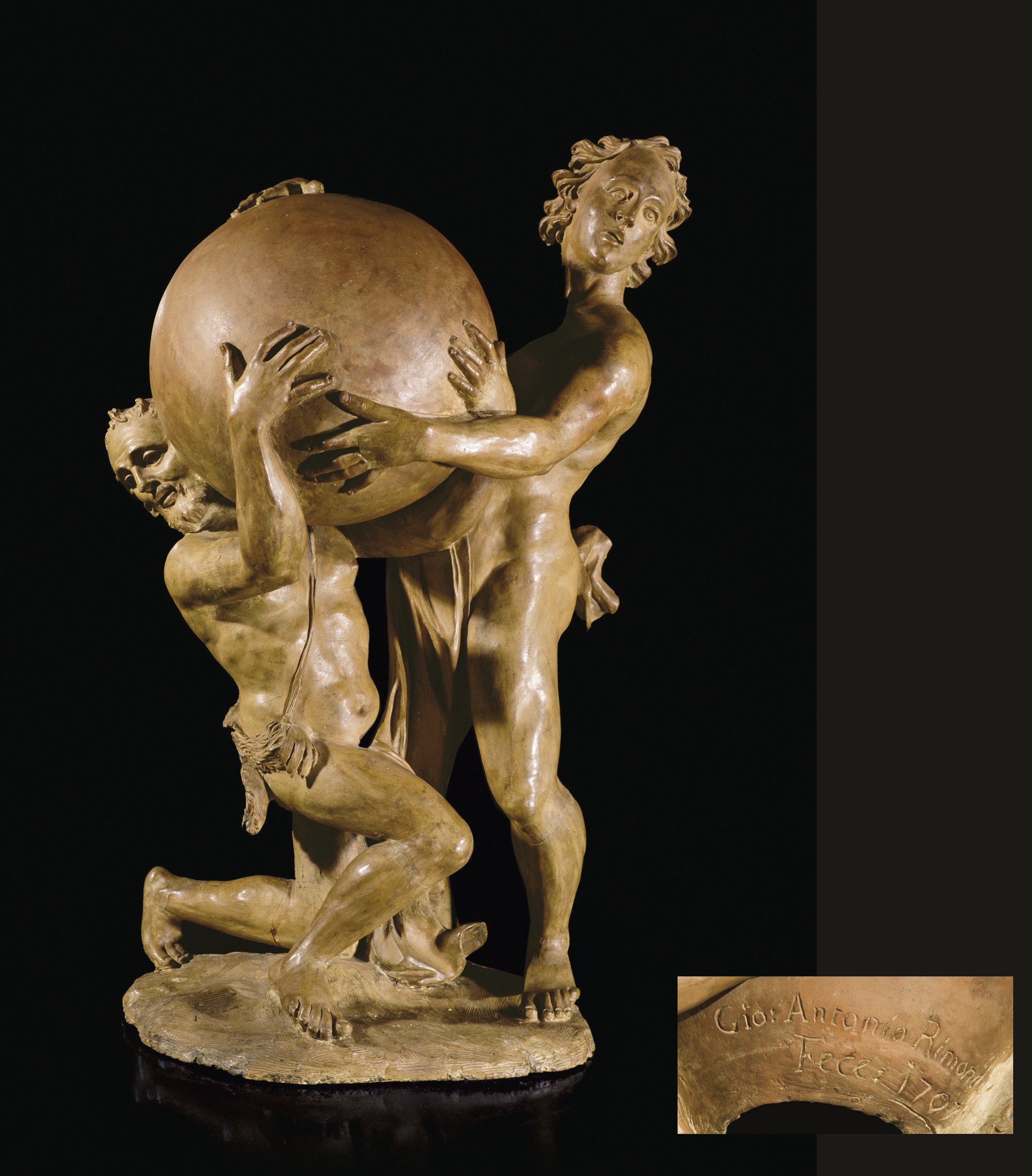 GROUPE REPRESENTANT HERCULE ET ATLAS SOUTENANT LE GLOBE