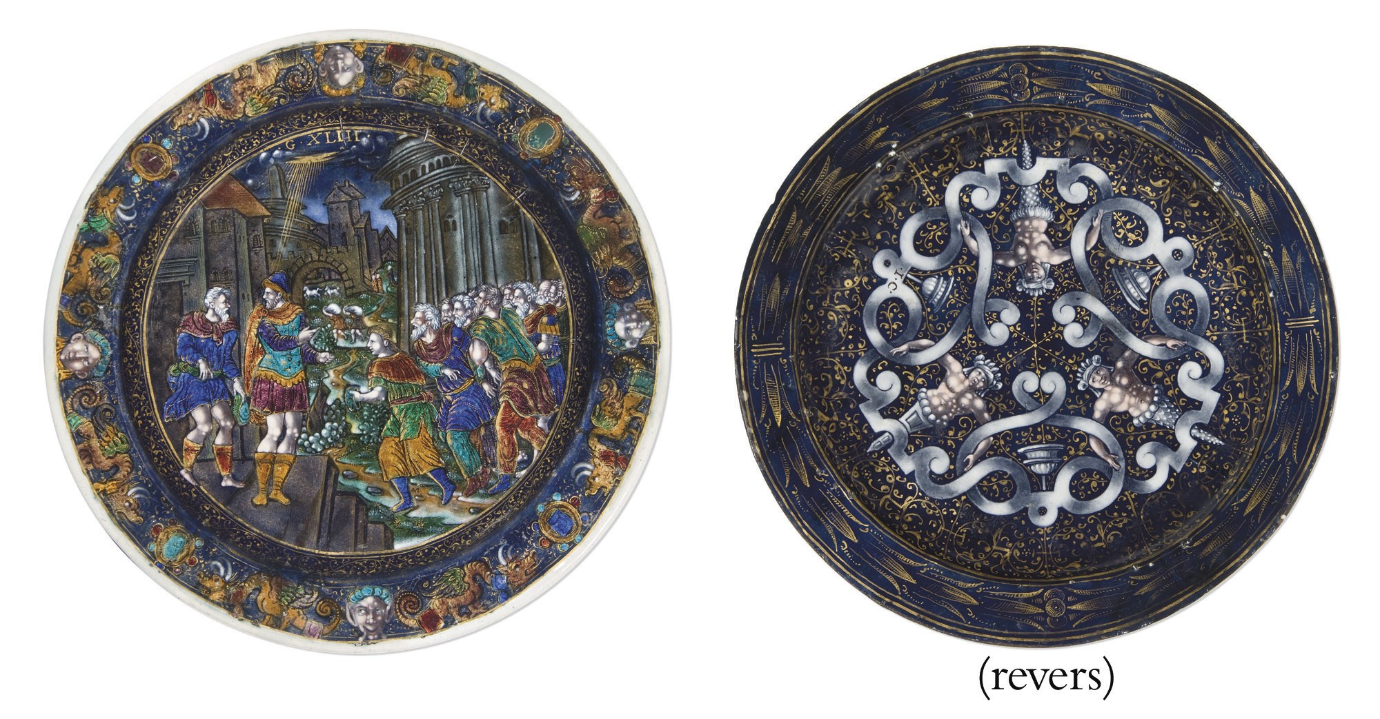 ASSIETTE  EN EMAIL PEINT POLYCHROME REPRESENTANT JOSEPH RECEVANT SES FRERES