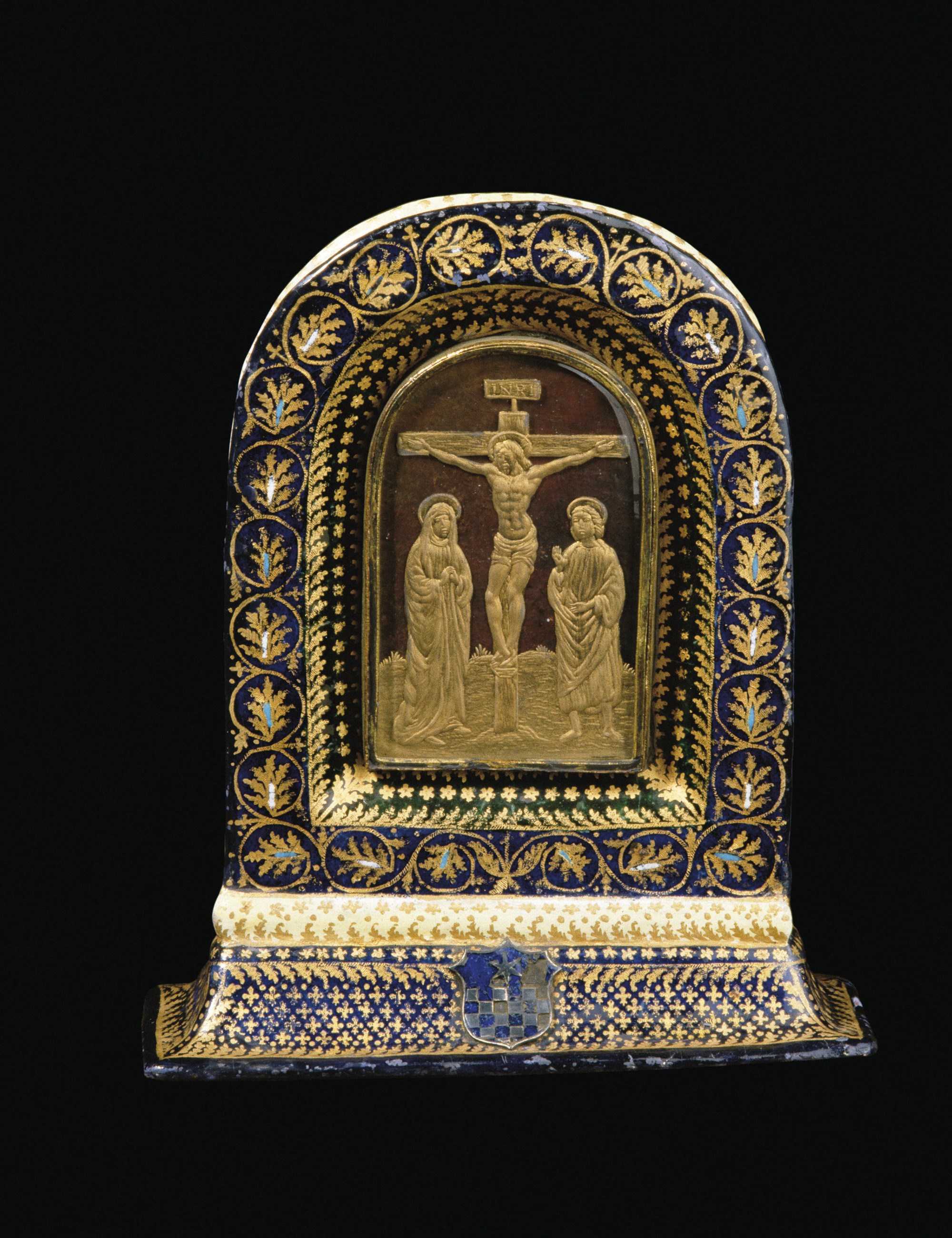 BAISER DE PAIX EN EMAIL PEINT POLYCHROME PARTIELLEMENT DORE