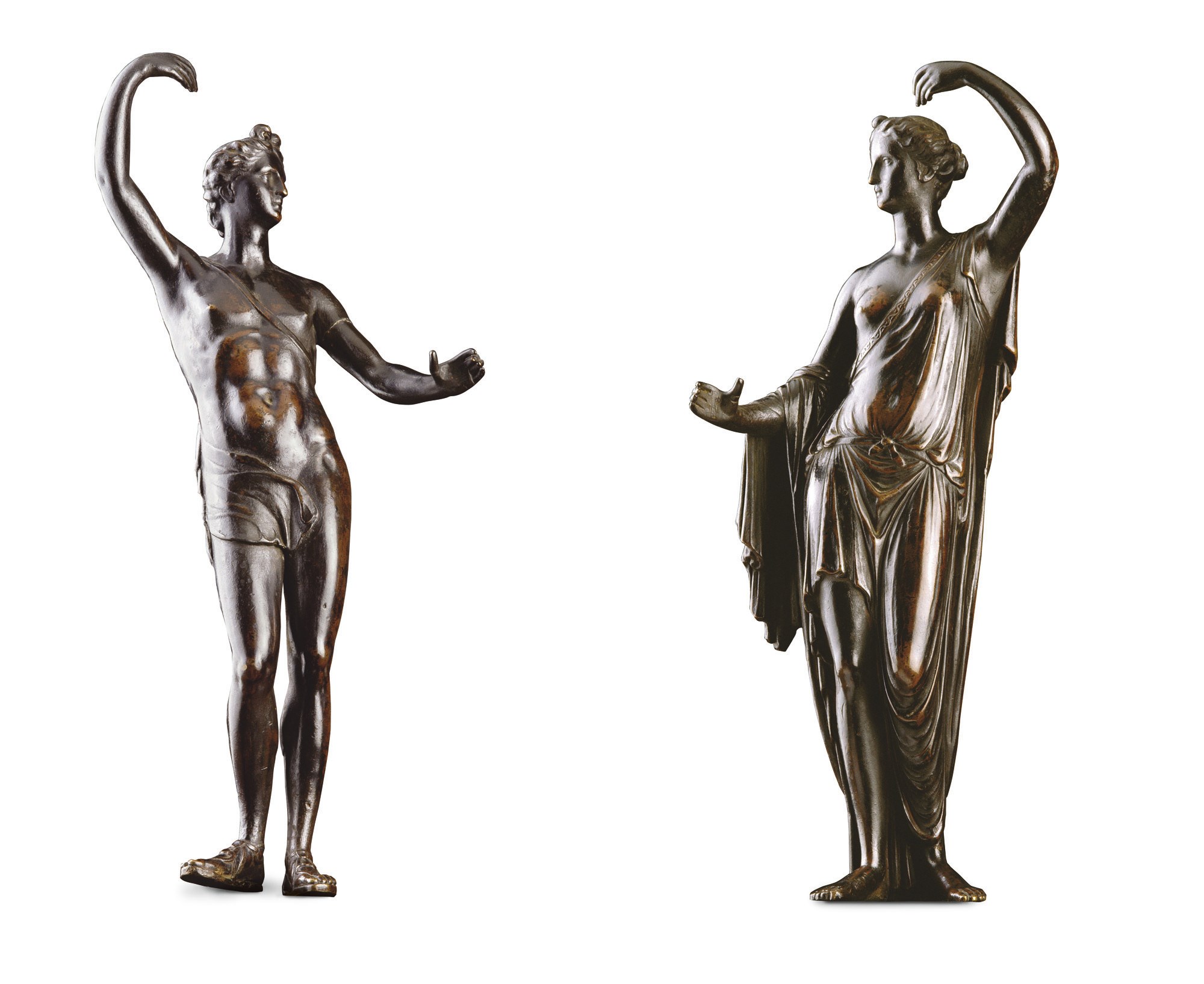 PAIRE DE STATUES REPRESENTANT APOLLON ET VENUS