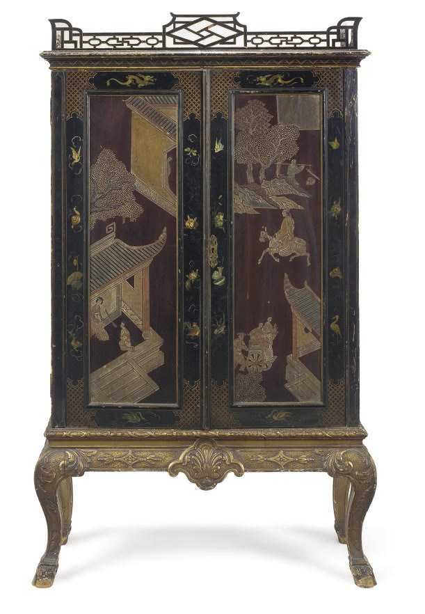 A LACQUER CABINET-ON-STAND