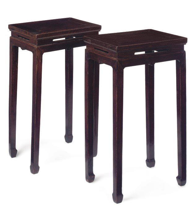 A PAIR OF CHINESE STAINED HARDWOOD OCCASIONAL TABLES