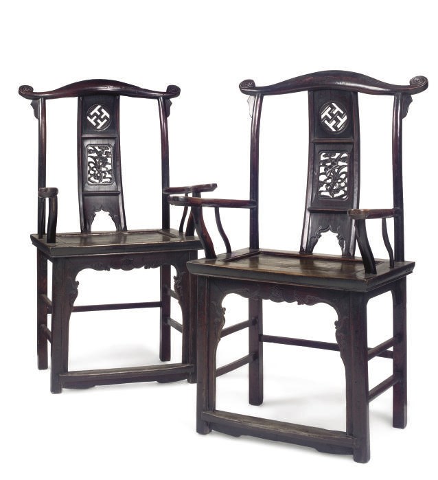 A PAIR OF CHINESE HARDWOOD ARMCHAIRS