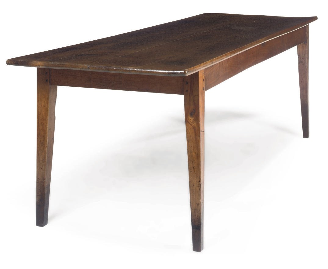 A FRENCH CHERRYWOOD FARMHOUSE TABLE