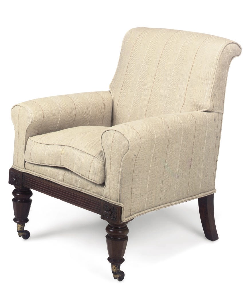 A WILLIAM IV MAHOGANY LIBRARY ARMCHAIR