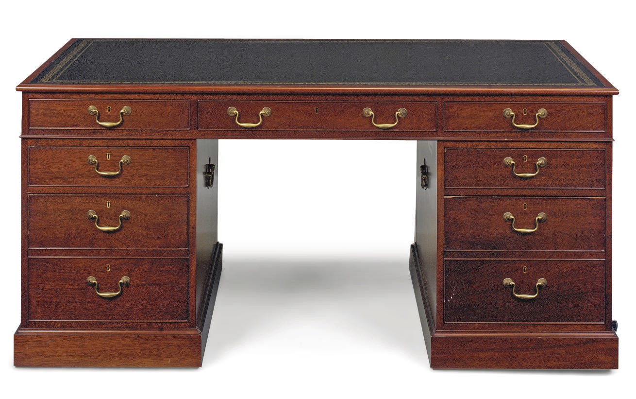 A MAHOGANY PARTNER'S DESK