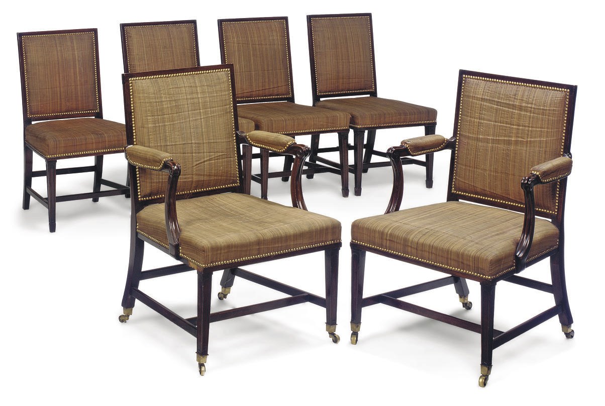 A SET OF SIX GEORGE III MAHOGANY DINING-CHAIRS
