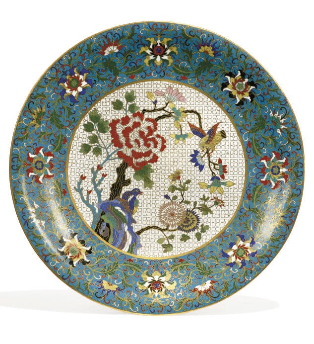 A CHINESE CLOISONNE ENAMELLED DISH