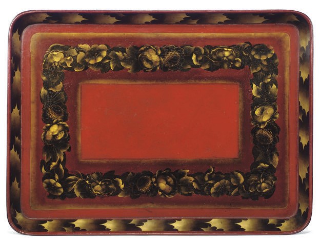 A REGENCY PAPIER-MACHÉ TRAY