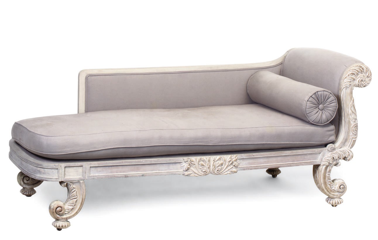 AN EARLY VICTORIAN LIMED BEECH DAYBED