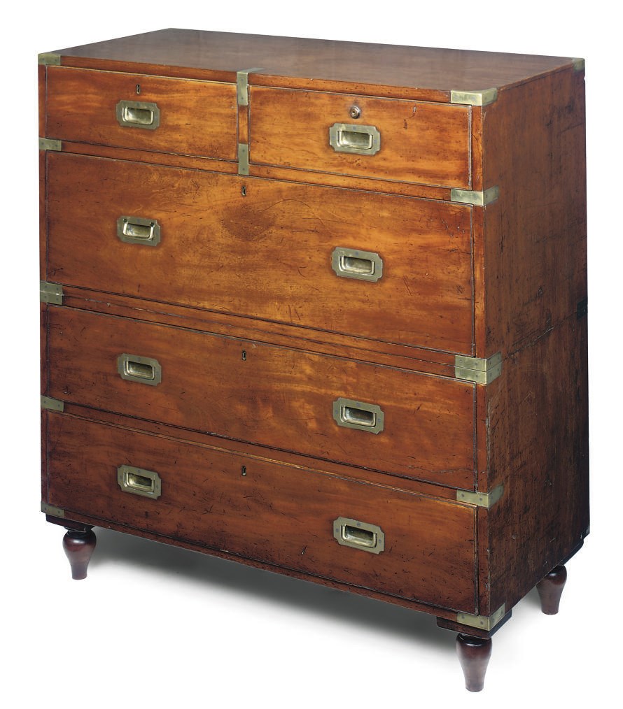A VICTORIAN MAHOGANY CAMPAIGN CHEST