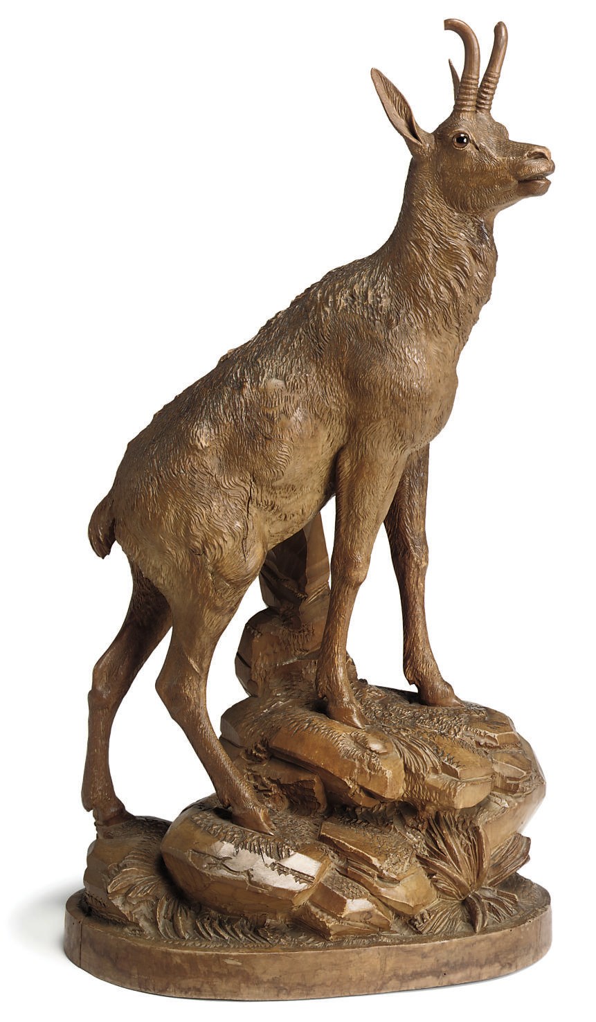 A SWISS WOOD MODEL OF AN IBEX