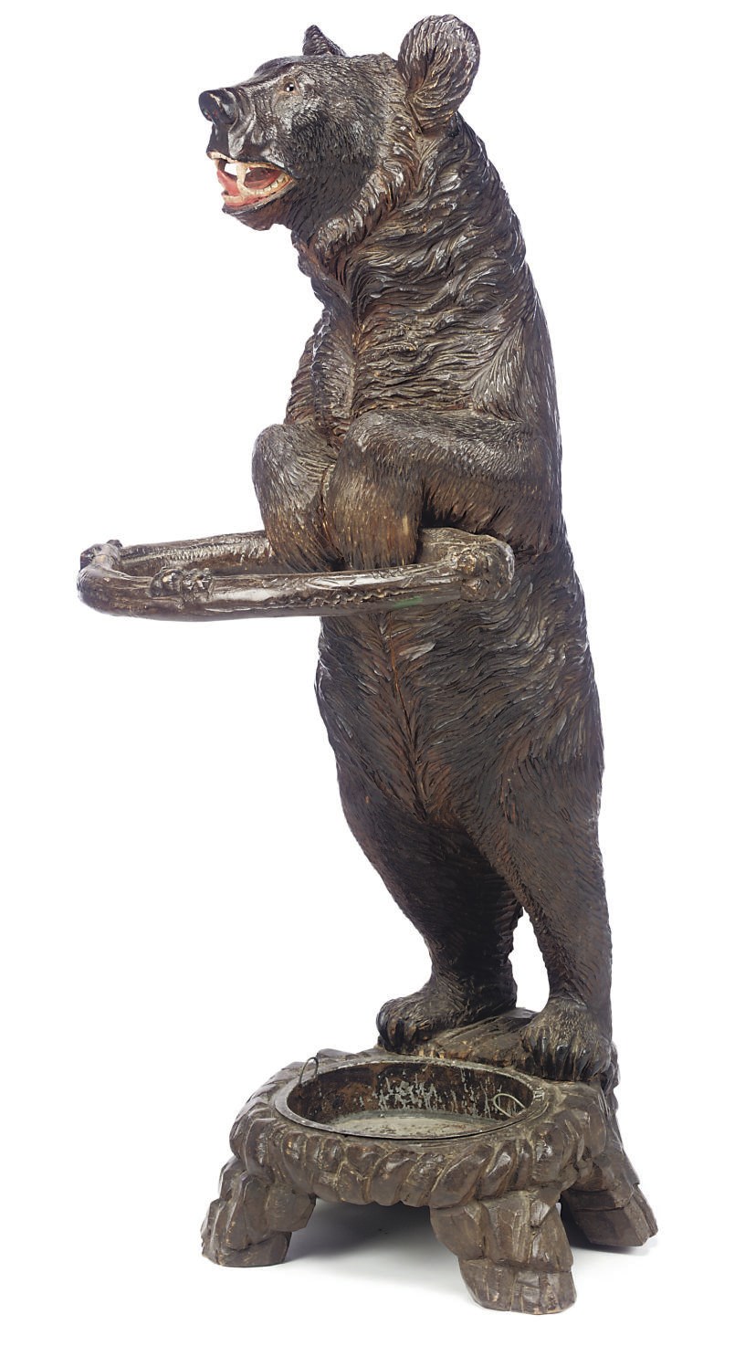 A SWISS WOOD 'BEAR' HALL STAND