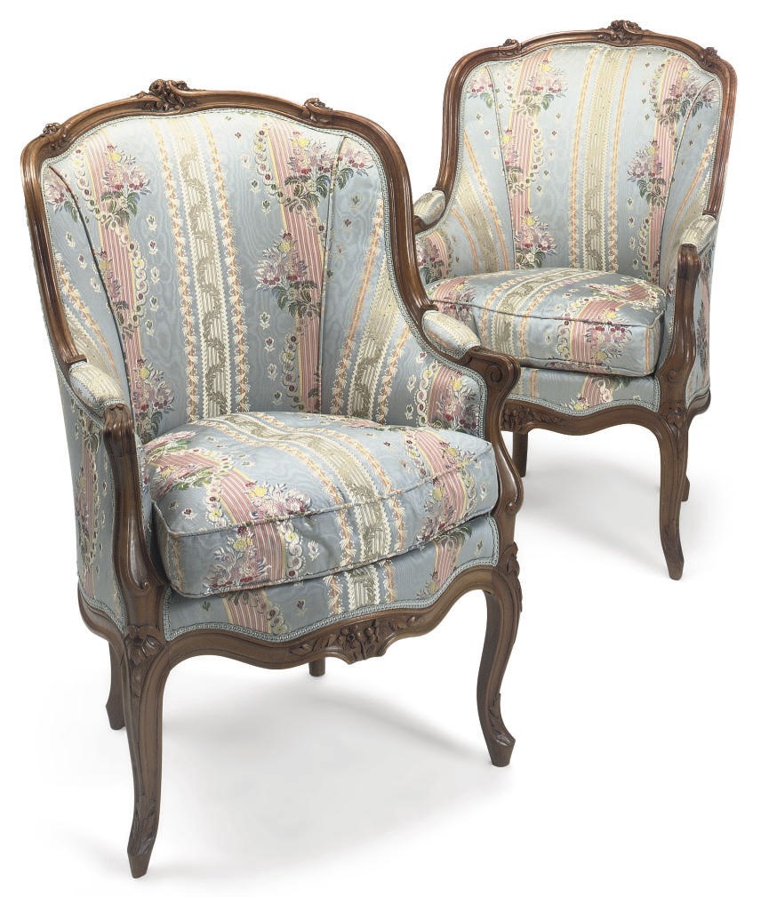 A PAIR OF FRENCH WALNUT BERGERES