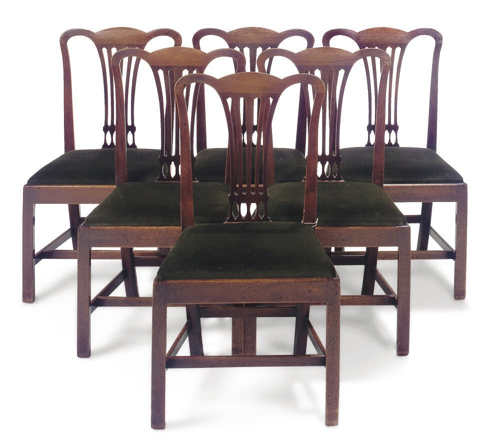 A SET OF SIX GEORGE III MAHOGANY DINING-CHAIRS